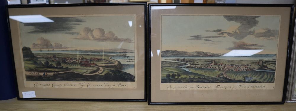 A pair of coloured engravings, Views of Innerness and Ross, 27 x 43cm